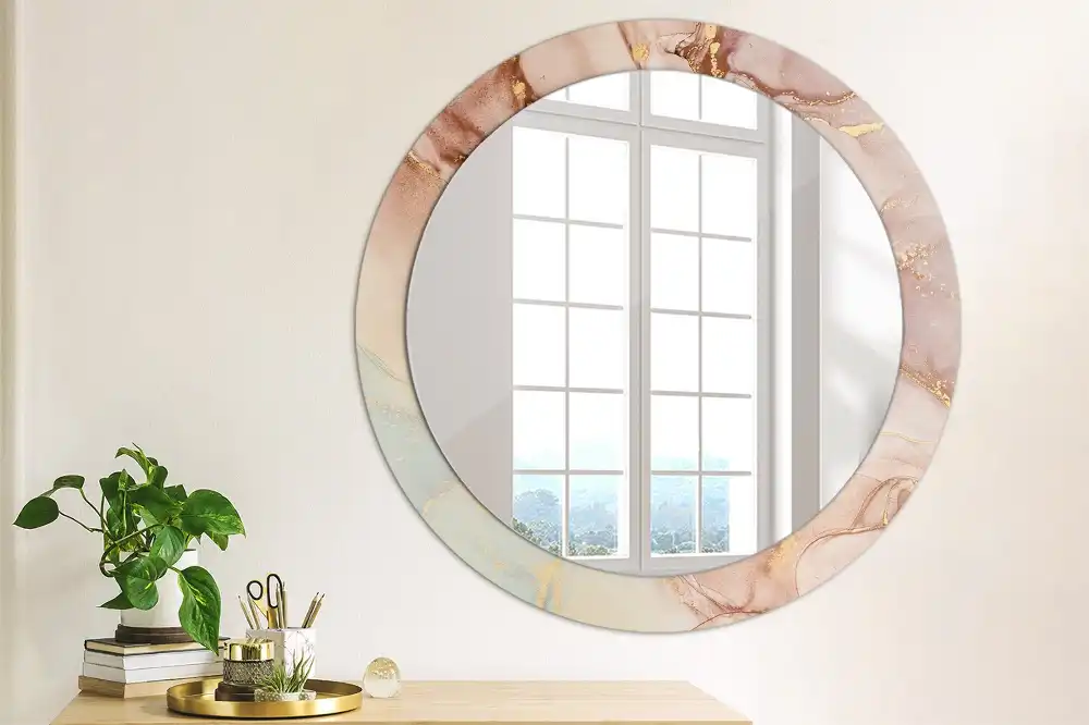 Round printed mirror Abstract fluid