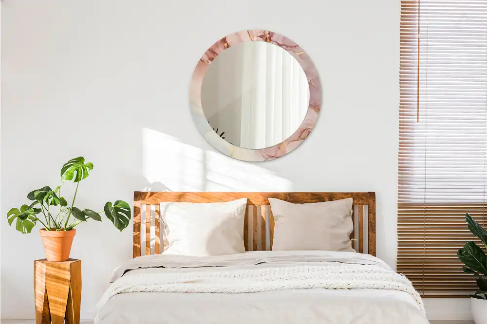 Round printed mirror Abstract fluid