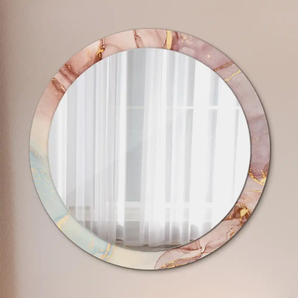 Round printed mirror Abstract fluid