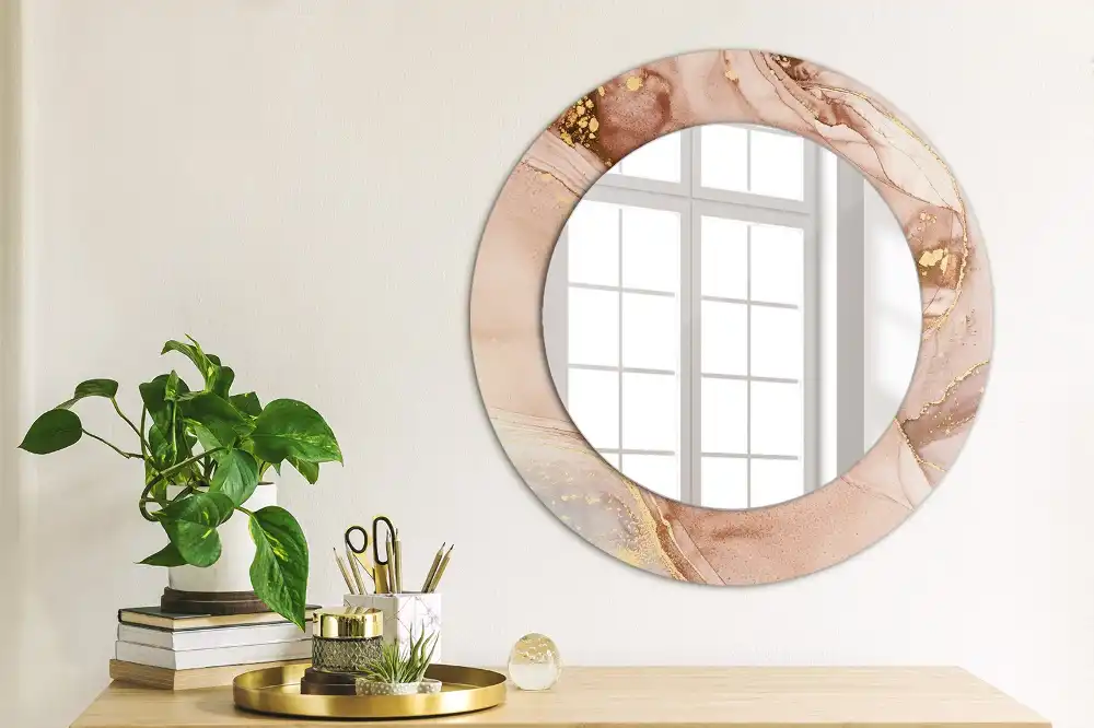 Round printed mirror Abstract fluid