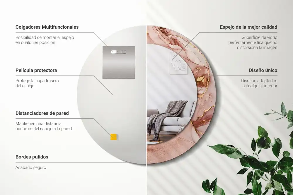 Round printed mirror Abstract fluid