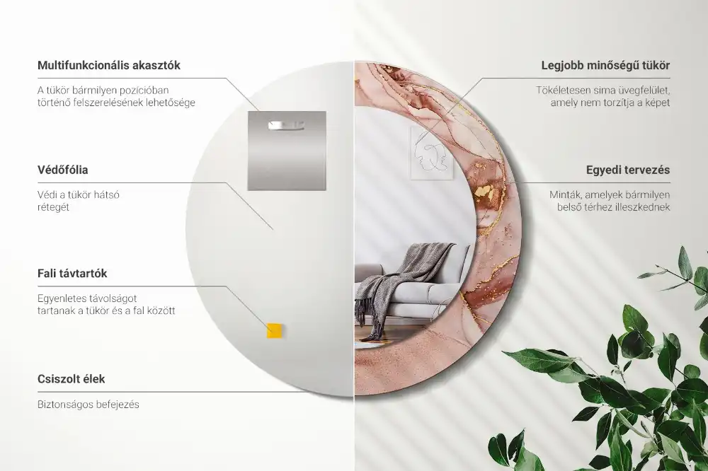 Round printed mirror Abstract fluid