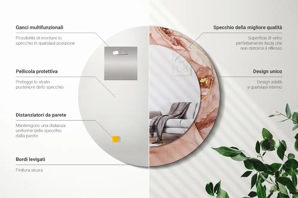 Round printed mirror Abstract fluid