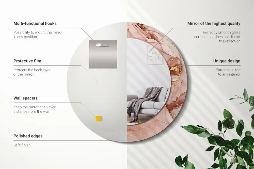 Round printed mirror Abstract fluid