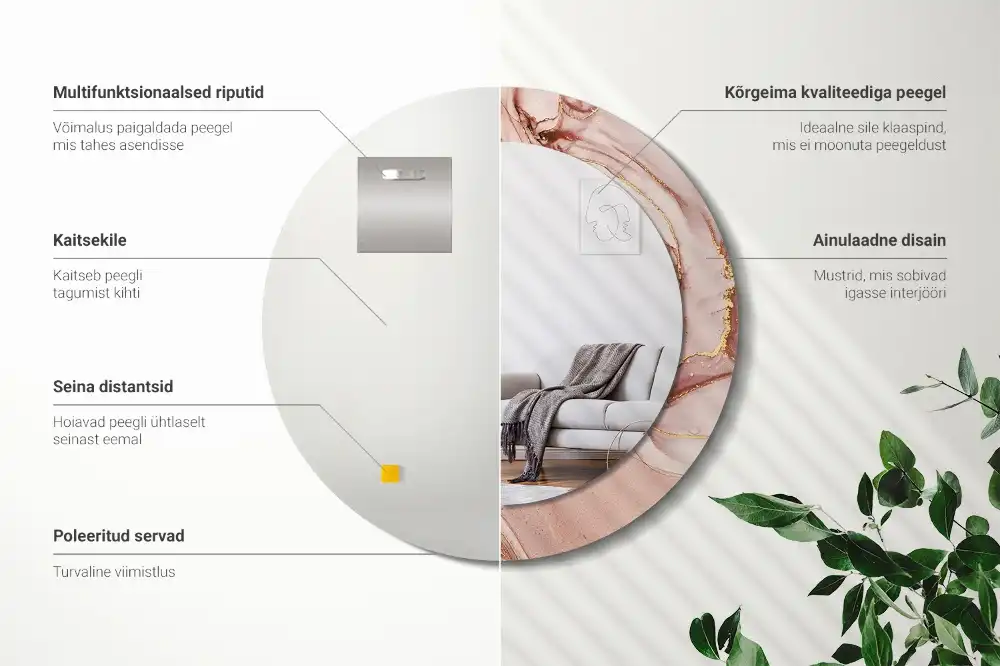 Round printed mirror Abstract fluid