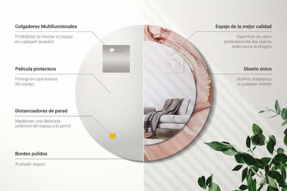 Round printed mirror Abstract fluid