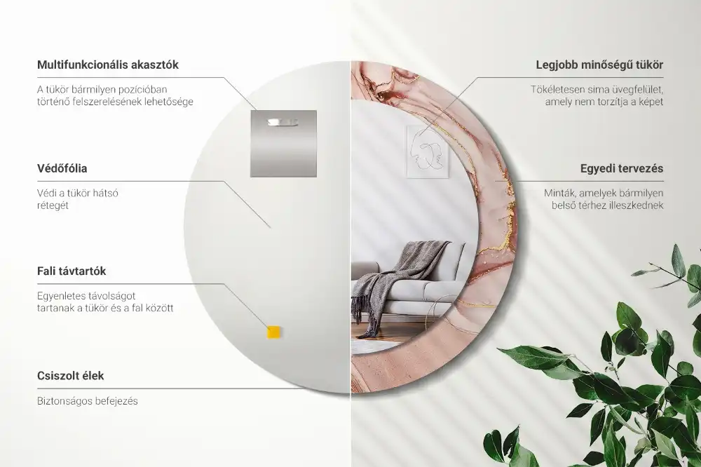 Round printed mirror Abstract fluid