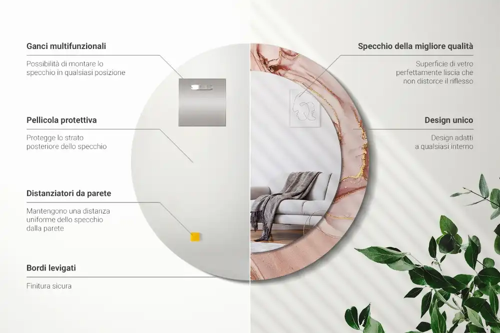 Round printed mirror Abstract fluid