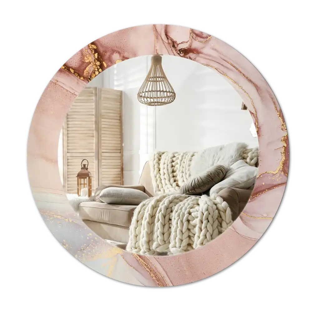 Round printed mirror Abstract fluid