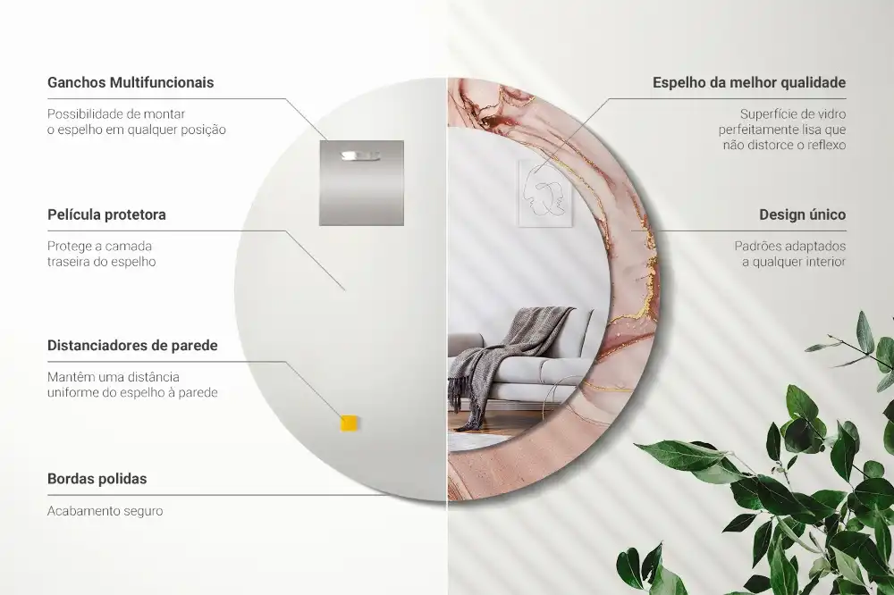 Round printed mirror Abstract fluid