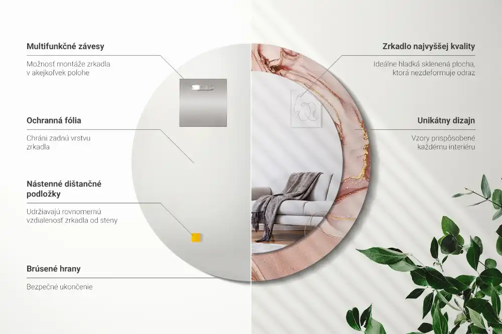 Round printed mirror Abstract fluid