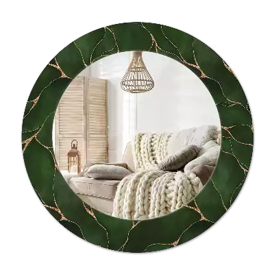 Round printed mirror Abstract leaf