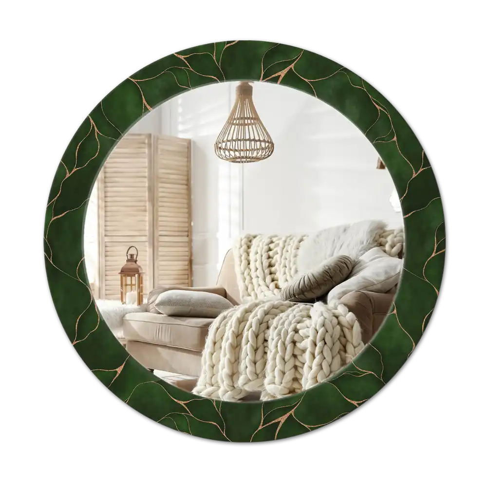 Round printed mirror Abstract leaf