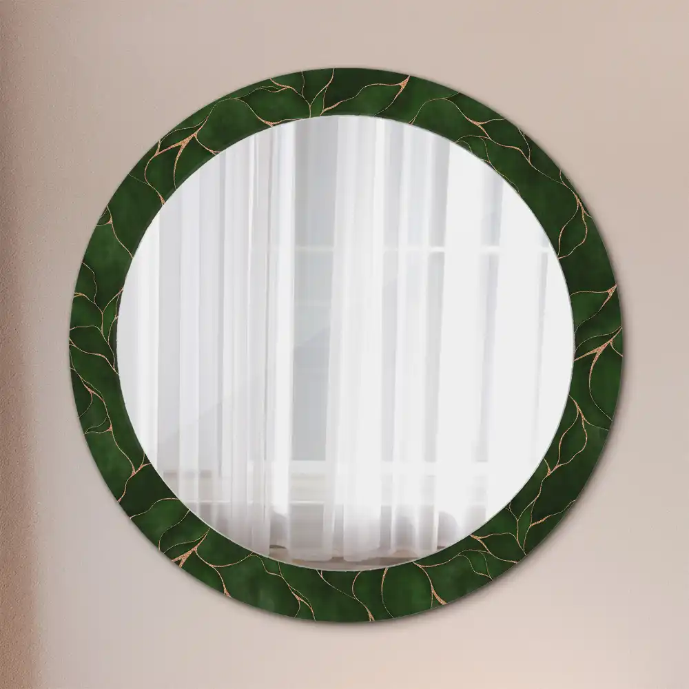 Round printed mirror Abstract leaf