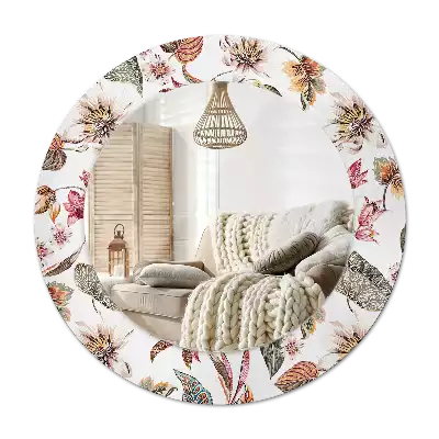 Round mirror frame with print Vintage flowers