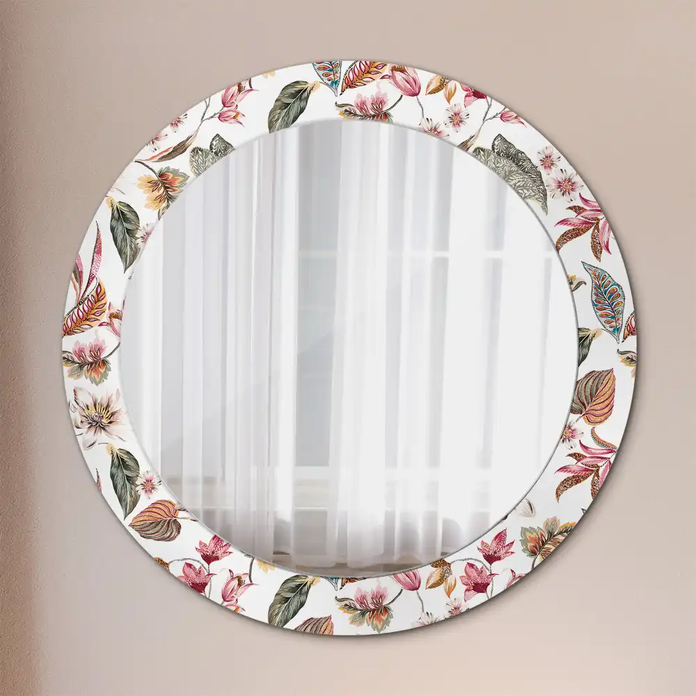 Round mirror frame with print Vintage flowers