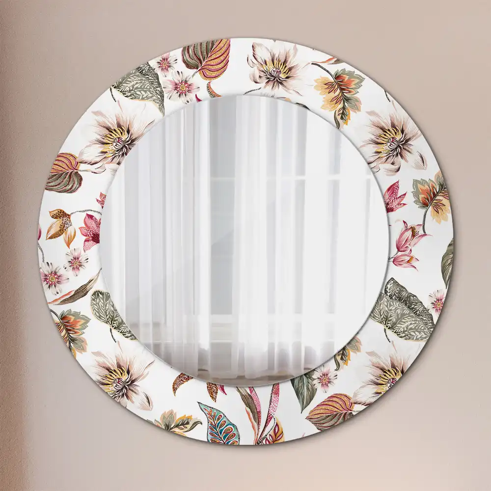 Round mirror frame with print Vintage flowers