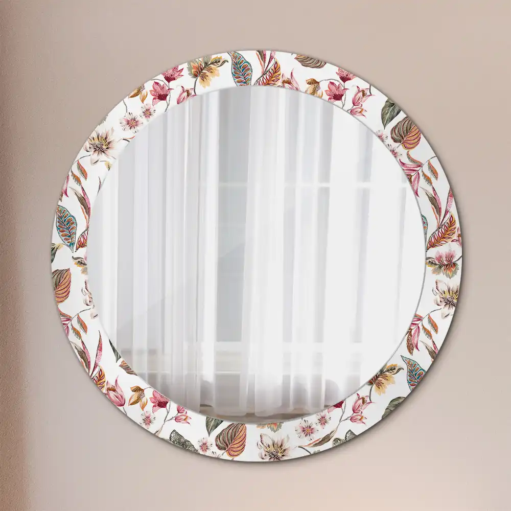Round mirror frame with print Vintage flowers