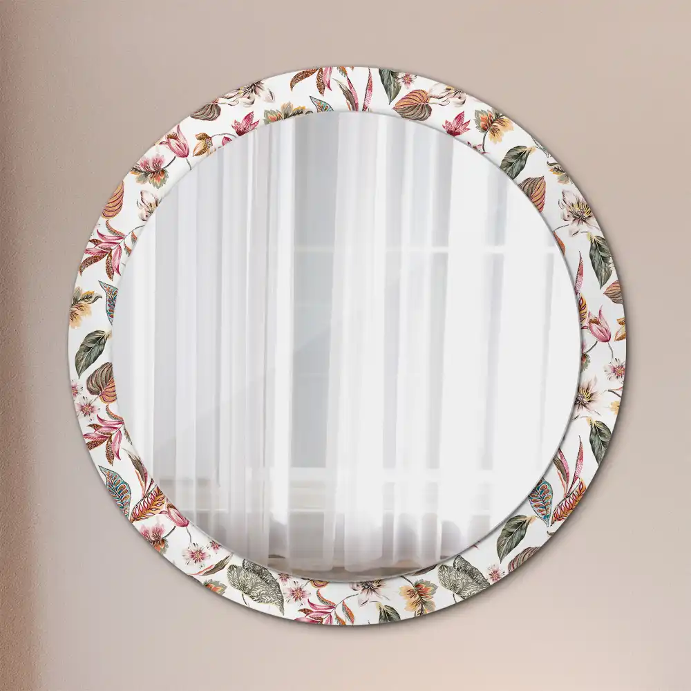 Round mirror frame with print Vintage flowers