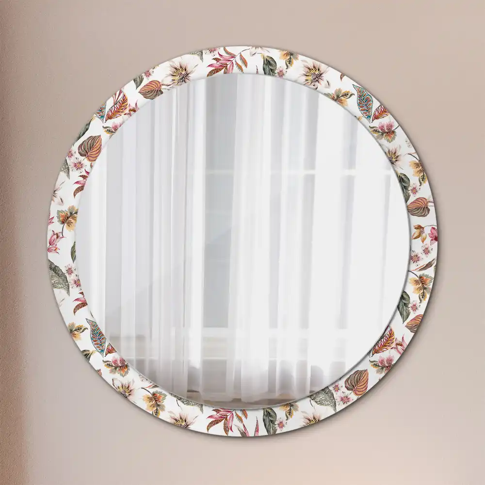 Round mirror frame with print Vintage flowers