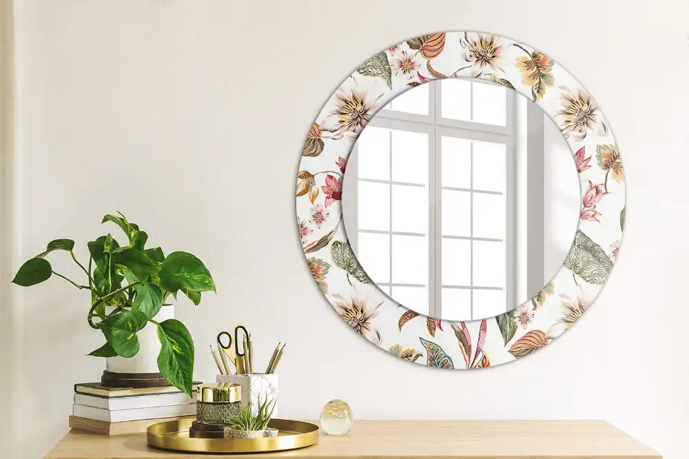 Round mirror frame with print Vintage flowers