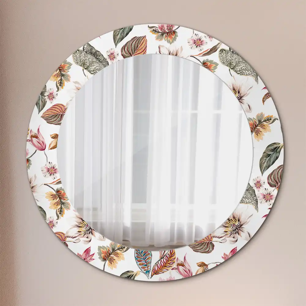 Round mirror frame with print Vintage flowers