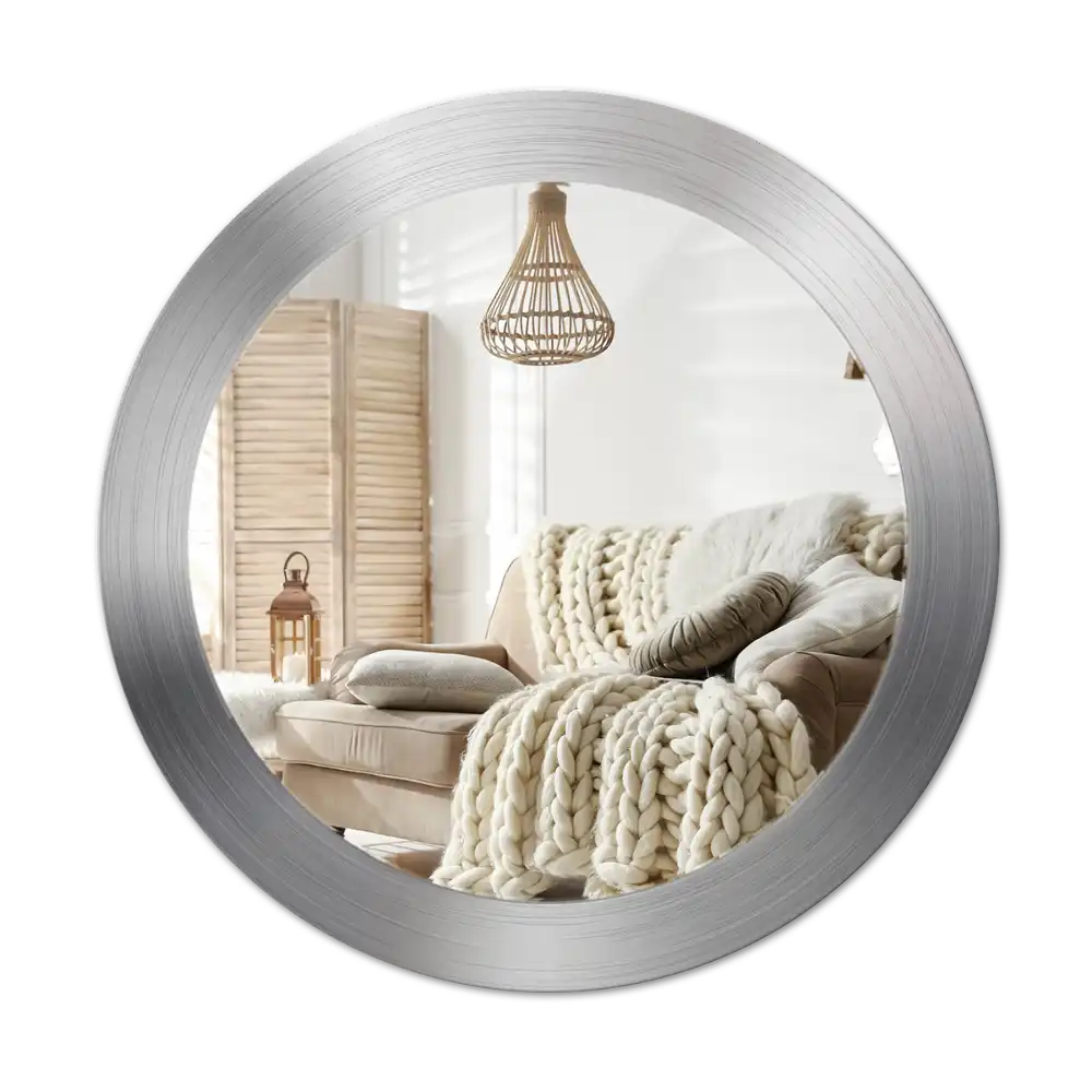 Round mirror frame with print Imitation metal