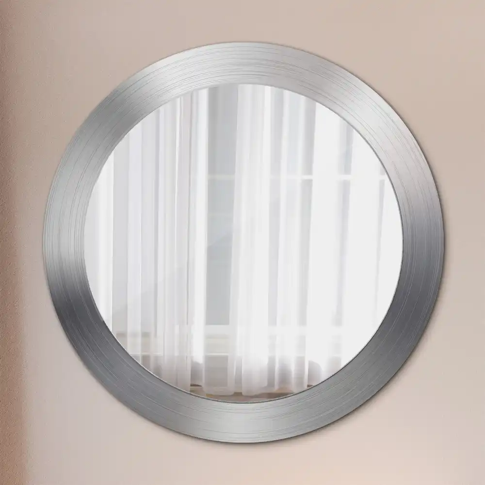 Round mirror frame with print Imitation metal