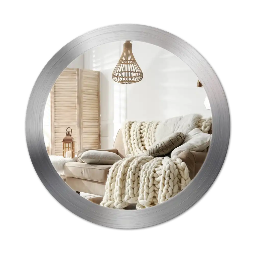 Round mirror frame with print Imitation metal