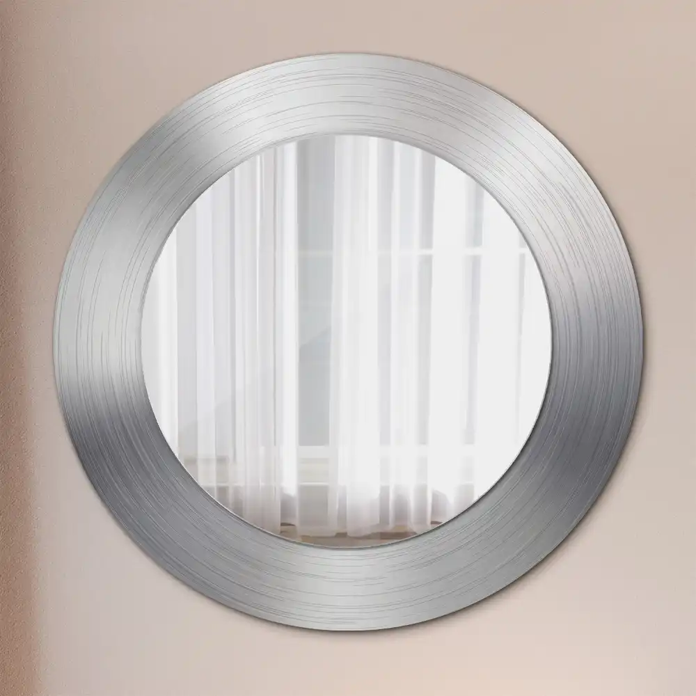 Round mirror frame with print Imitation metal
