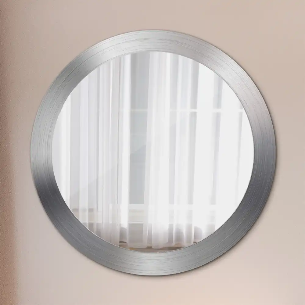Round mirror frame with print Imitation metal