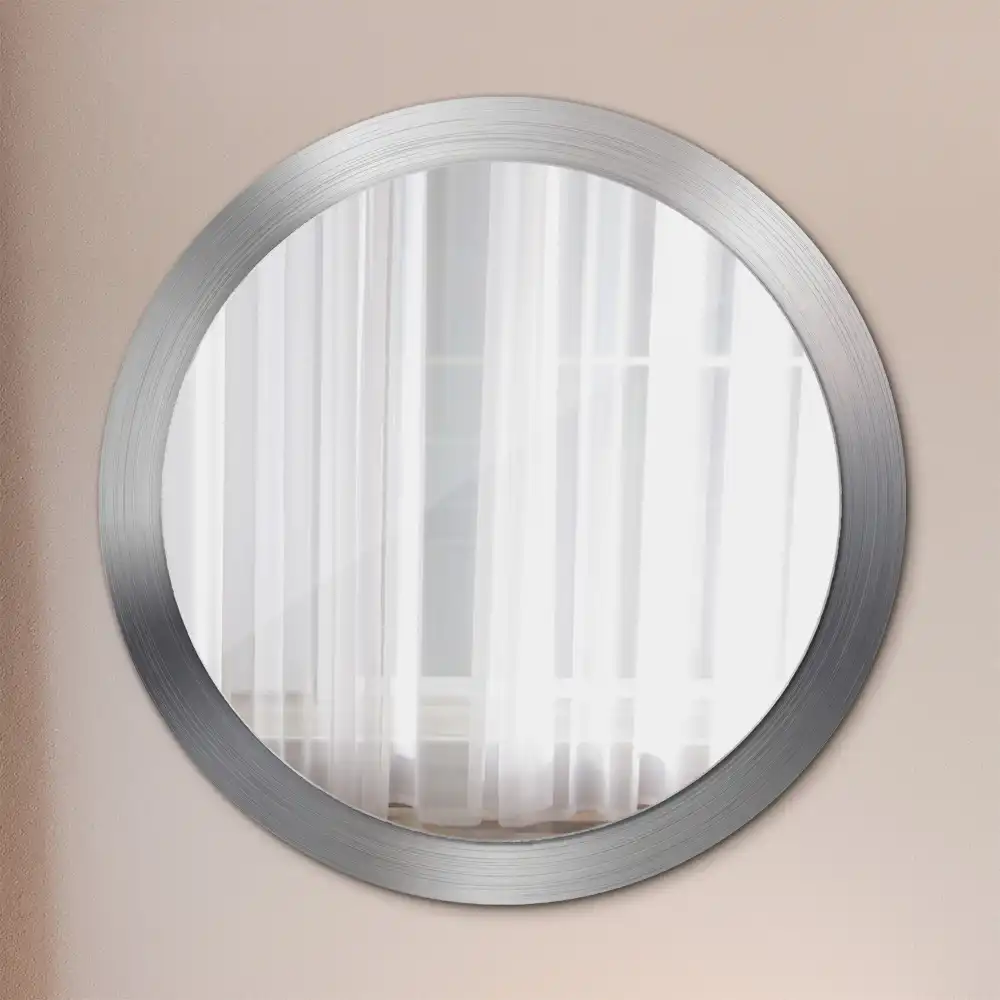 Round mirror frame with print Imitation metal