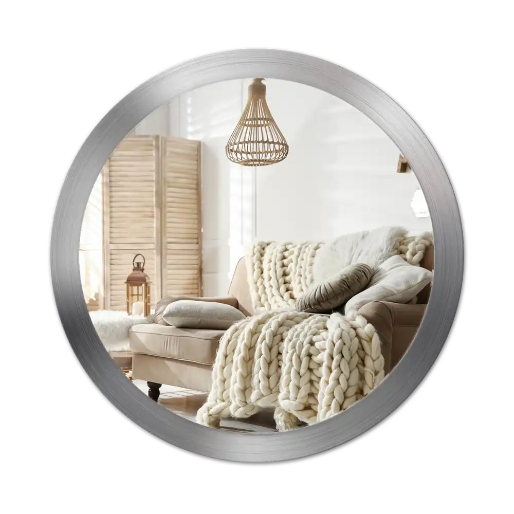 Round mirror frame with print Imitation metal