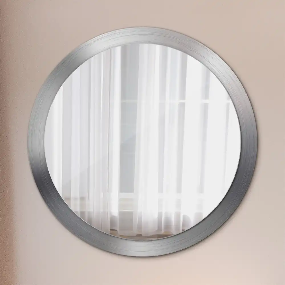 Round mirror frame with print Imitation metal