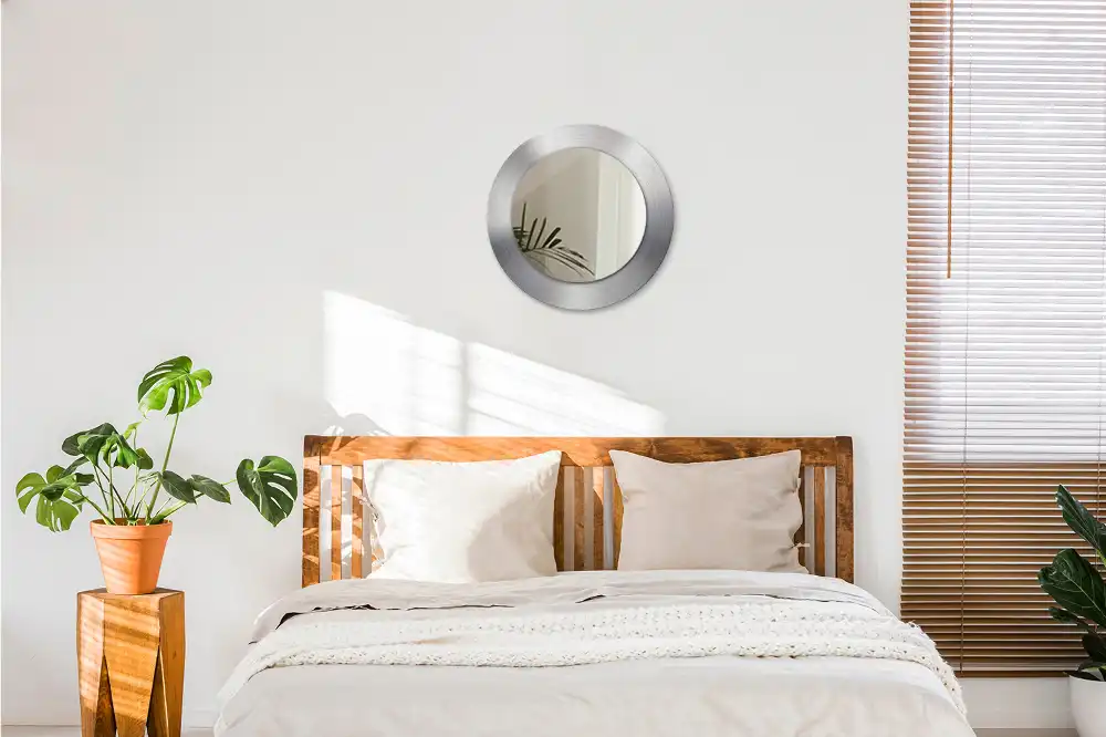 Round mirror frame with print Imitation metal