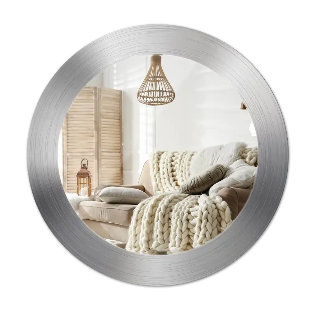 Round mirror frame with print Imitation metal