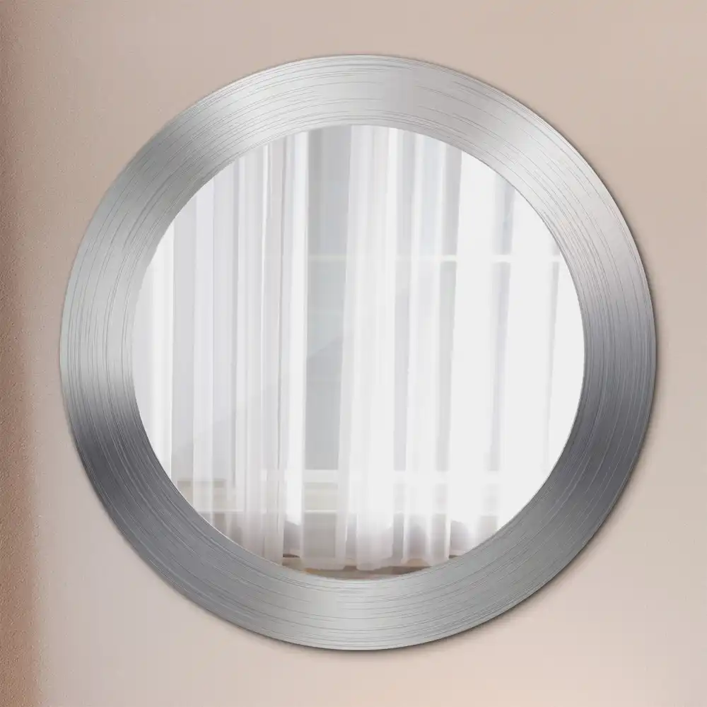 Round mirror frame with print Imitation metal