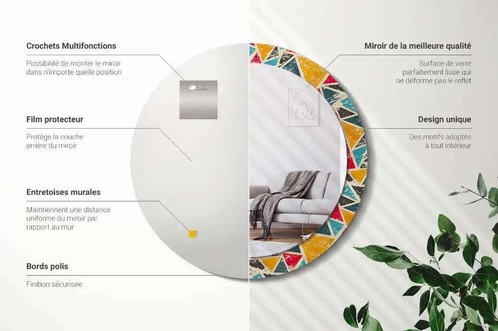 Round printed mirror Retro composition