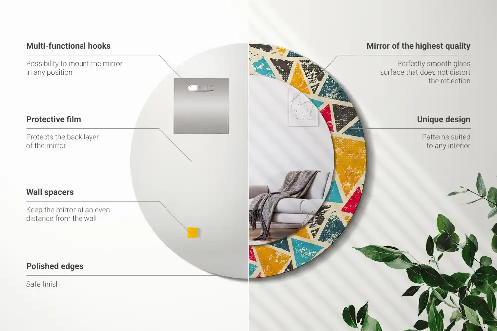 Round printed mirror Retro composition