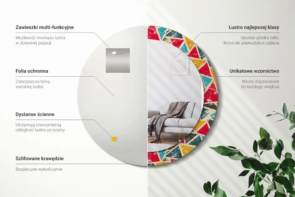 Round printed mirror Retro composition