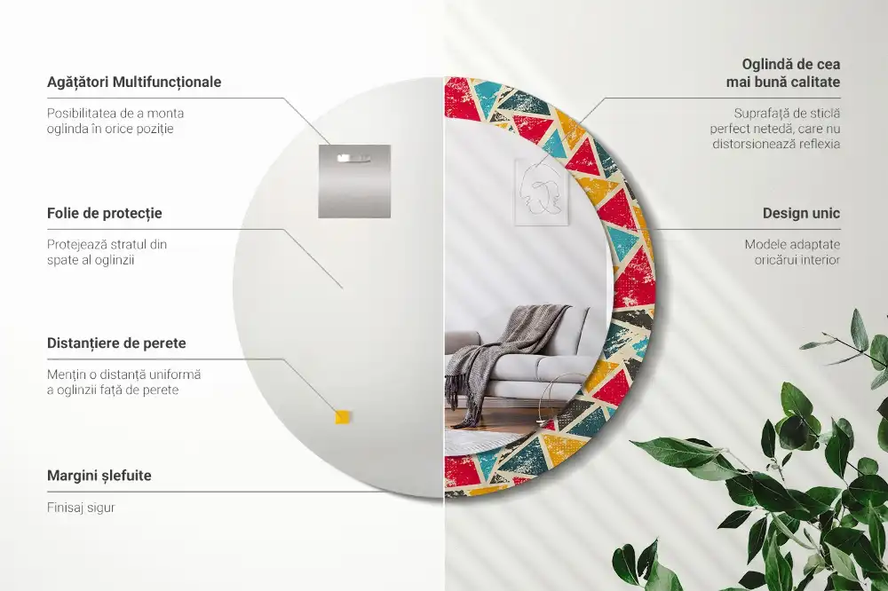 Round printed mirror Retro composition