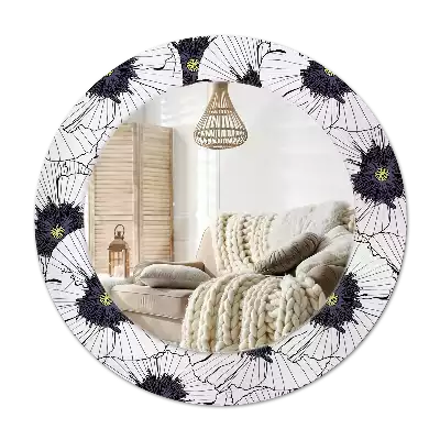 Round wall mirror decor Flower arrangement