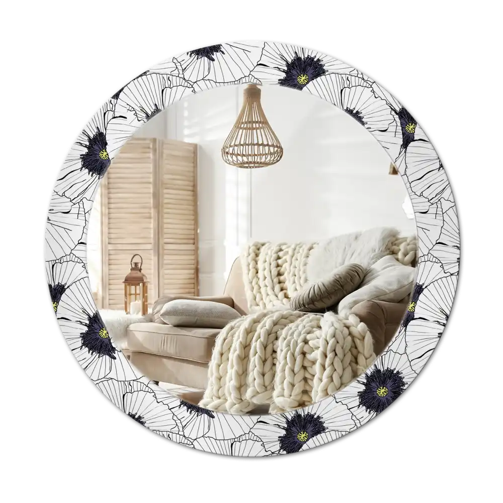 Round wall mirror decor Flower arrangement