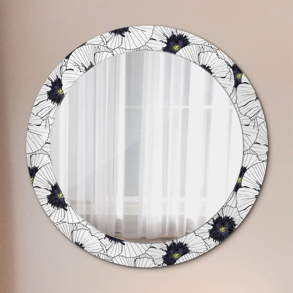 Round wall mirror decor Flower arrangement