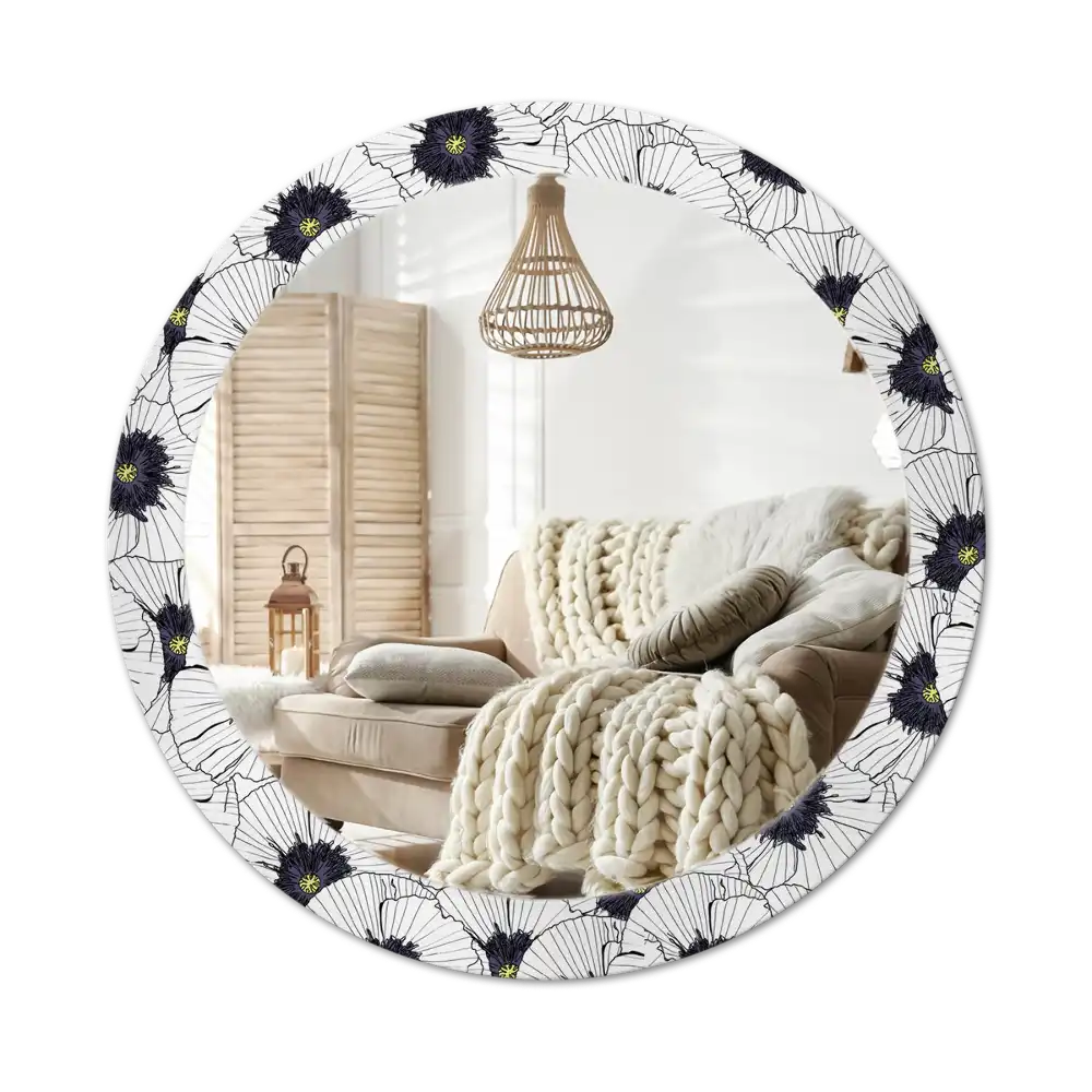 Round wall mirror decor Flower arrangement