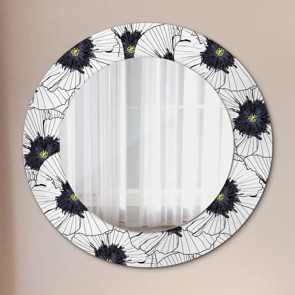 Round wall mirror decor Flower arrangement