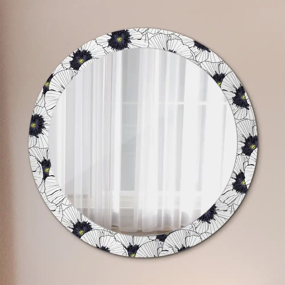 Round wall mirror decor Flower arrangement