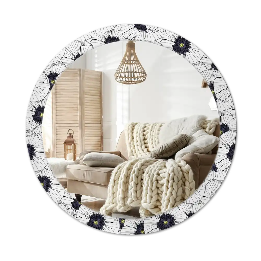 Round wall mirror decor Flower arrangement