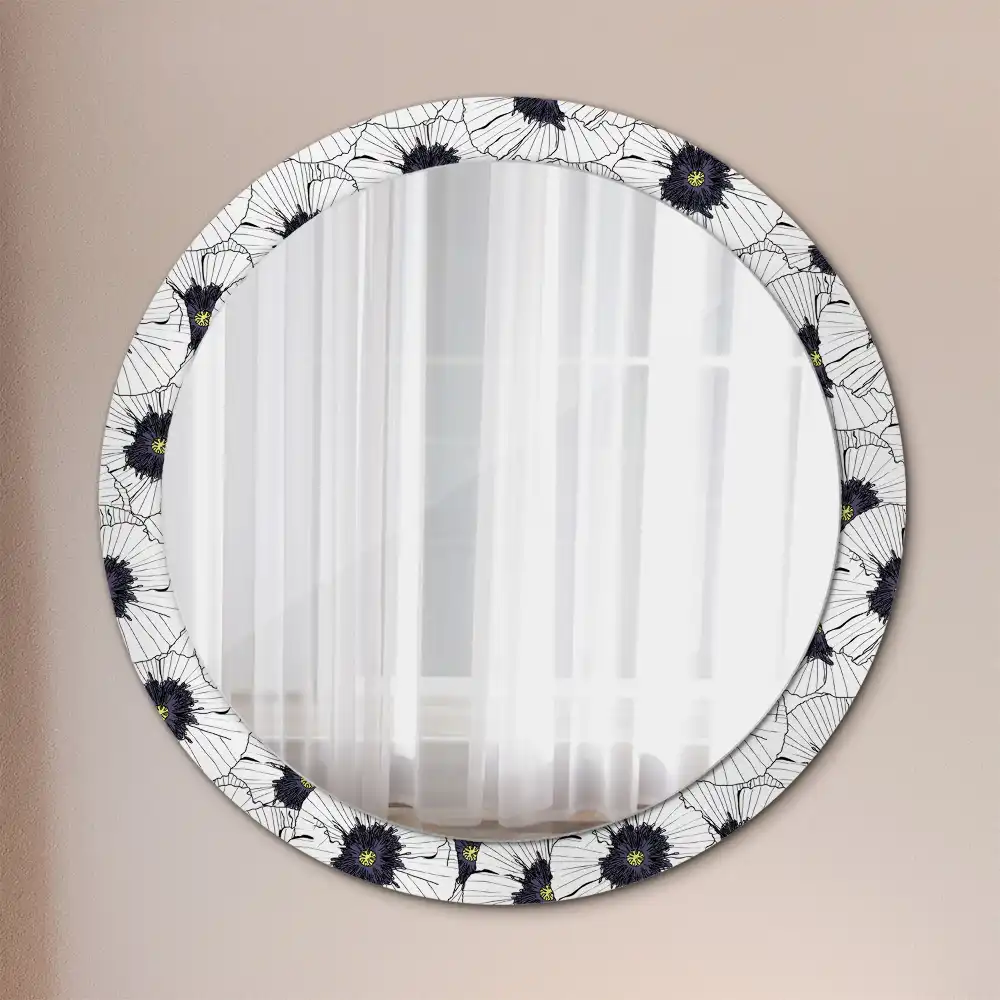 Round wall mirror decor Flower arrangement
