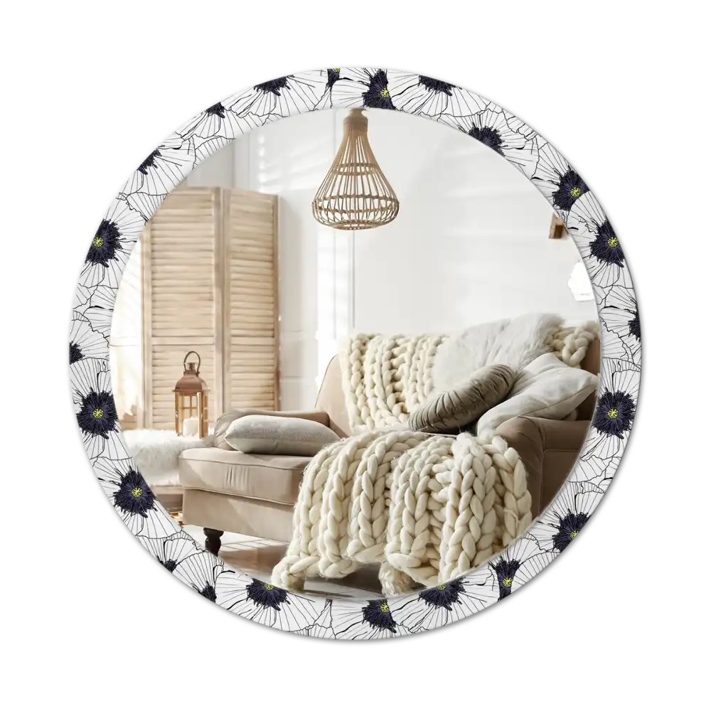 Round wall mirror decor Flower arrangement